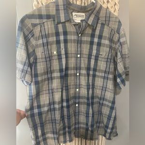 Mountain khaki, blue/green/cream plaid short sleeve, size XL, great condition